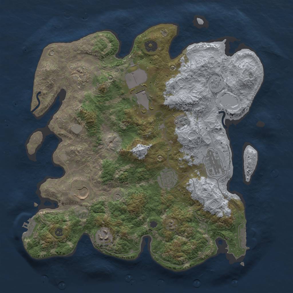 Rust Map: Procedural Map, Size: 3500, Seed: 81934891, 16 Monuments