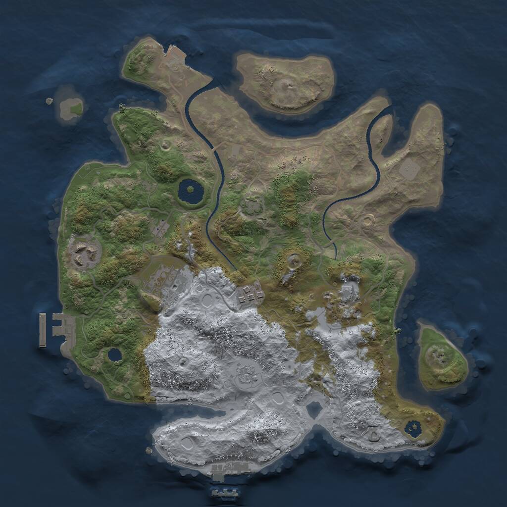 Rust Map: Procedural Map, Size: 3000, Seed: 12093219, 9 Monuments