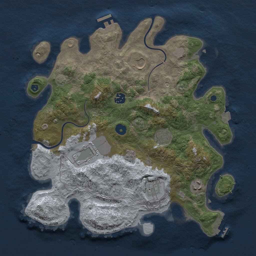 Rust Map: Procedural Map, Size: 3500, Seed: 1750944837, 13 Monuments