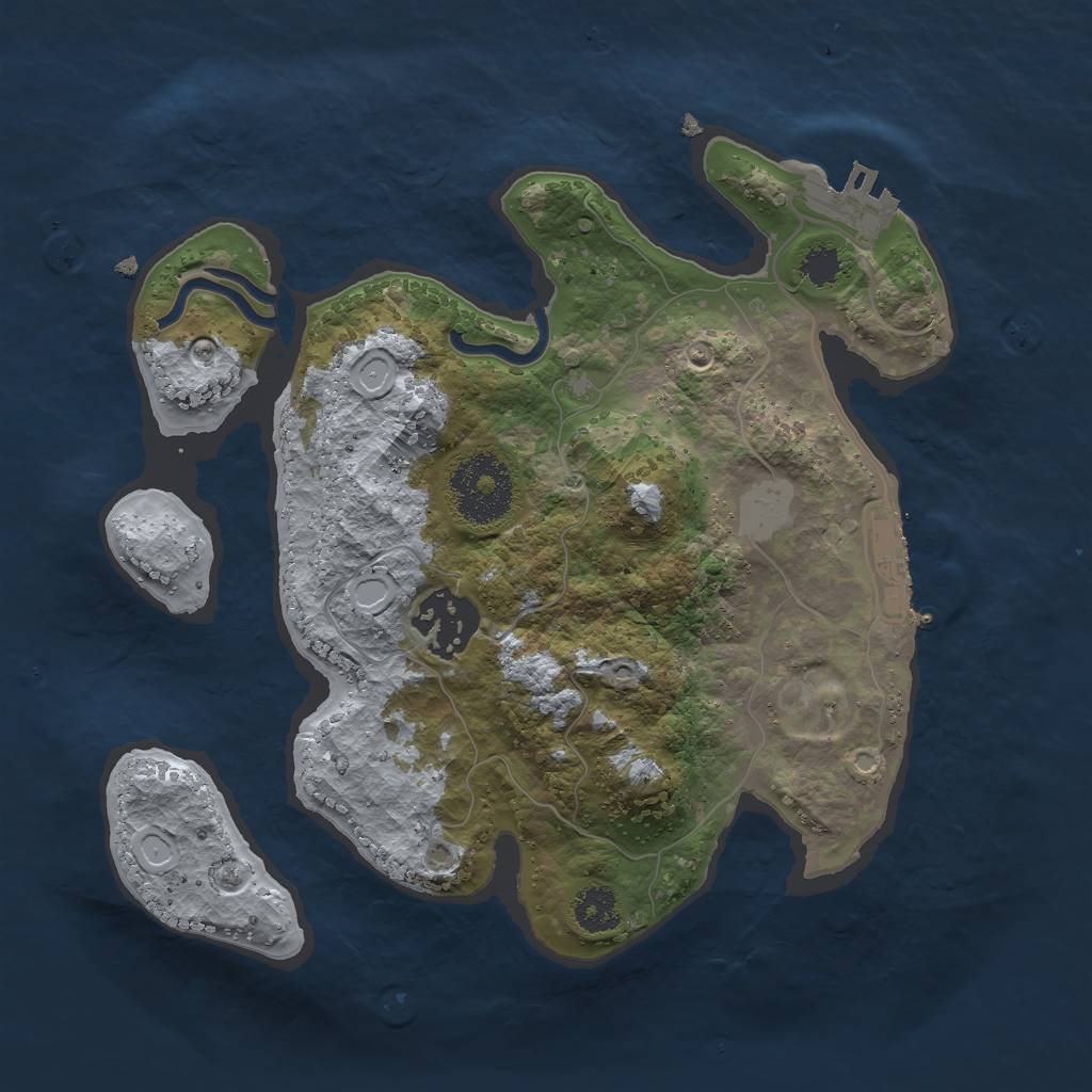Rust Map: Procedural Map, Size: 2500, Seed: 983, 8 Monuments