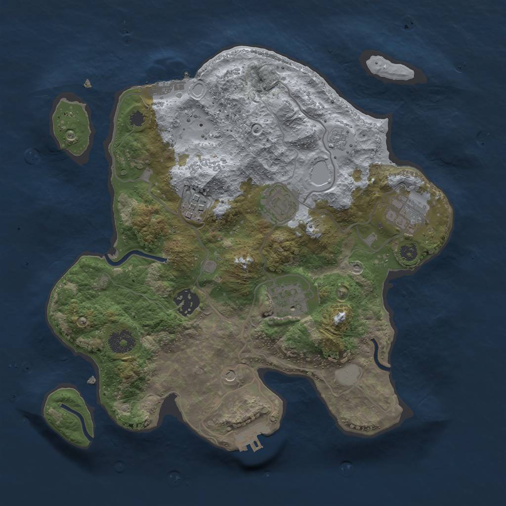 Rust Map: Procedural Map, Size: 3000, Seed: 1064685699, 14 Monuments