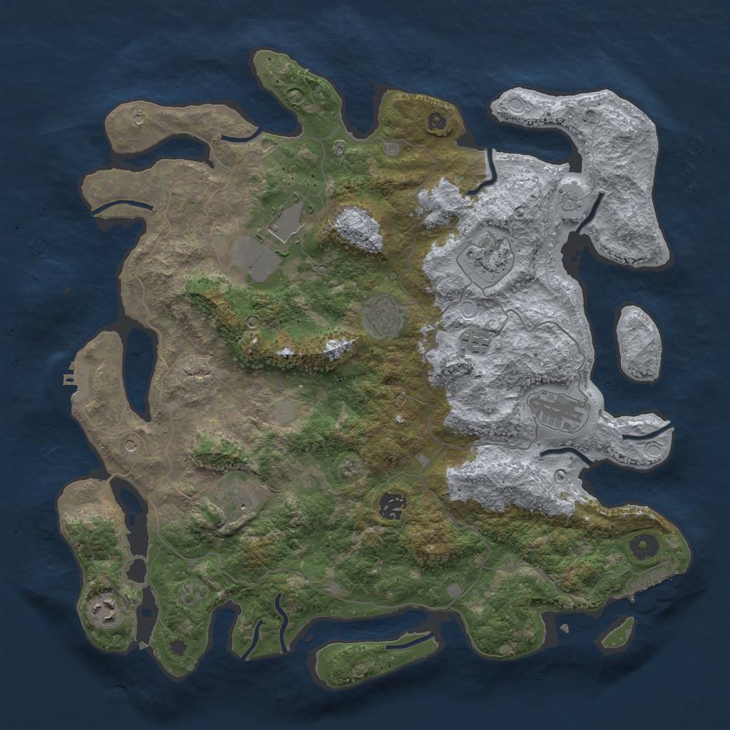 Rust Map: Procedural Map, Size: 4000, Seed: 85521467, 17 Monuments
