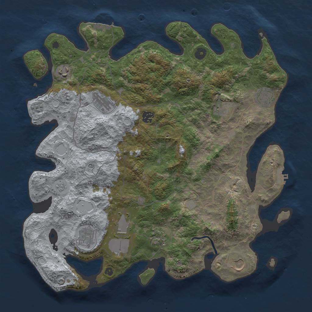 Rust Map: Procedural Map, Size: 4000, Seed: 569798, 19 Monuments