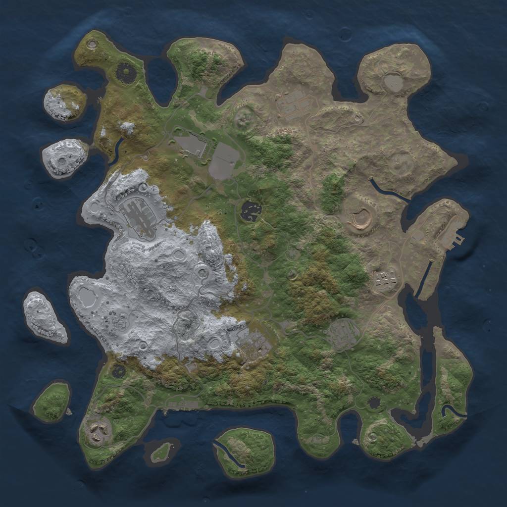 Rust Map: Procedural Map, Size: 3700, Seed: 668037, 18 Monuments