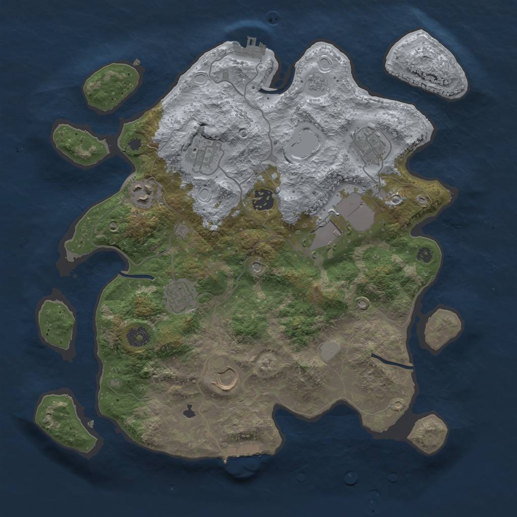 Rust Map: Procedural Map, Size: 3500, Seed: 3932, 16 Monuments