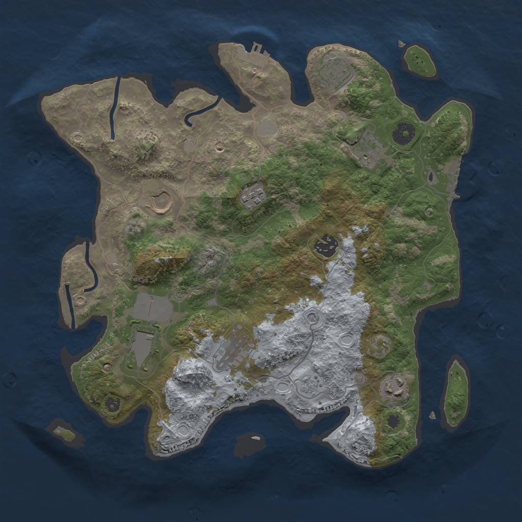 Rust Map: Procedural Map, Size: 3500, Seed: 2018225802, 17 Monuments