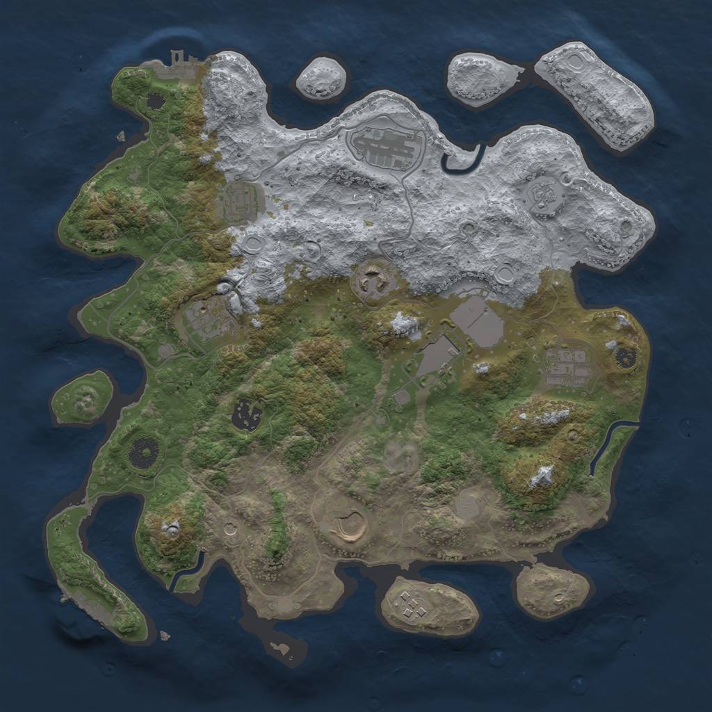Rust Map: Procedural Map, Size: 3500, Seed: 72308473, 18 Monuments