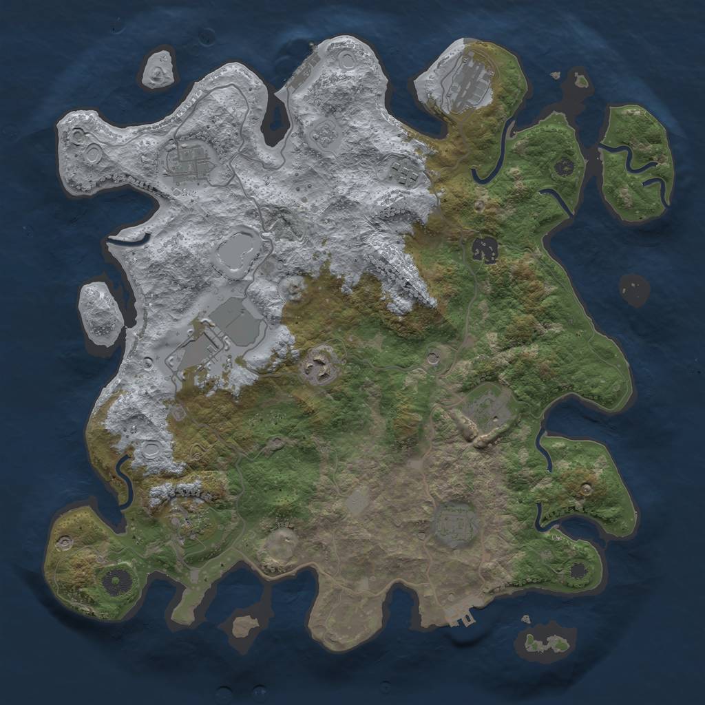 Rust Map: Procedural Map, Size: 3800, Seed: 994978, 18 Monuments