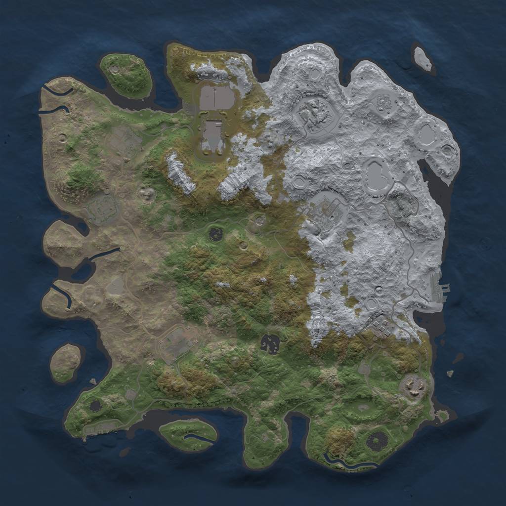 Rust Map: Procedural Map, Size: 3750, Seed: 613213, 18 Monuments