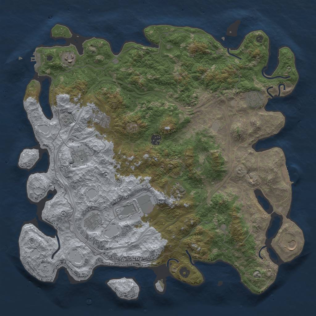 Rust Map: Procedural Map, Size: 4500, Seed: 812738003, 19 Monuments