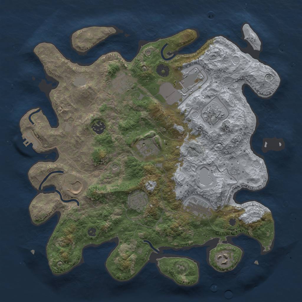 Rust Map: Procedural Map, Size: 3500, Seed: 453563839, 17 Monuments