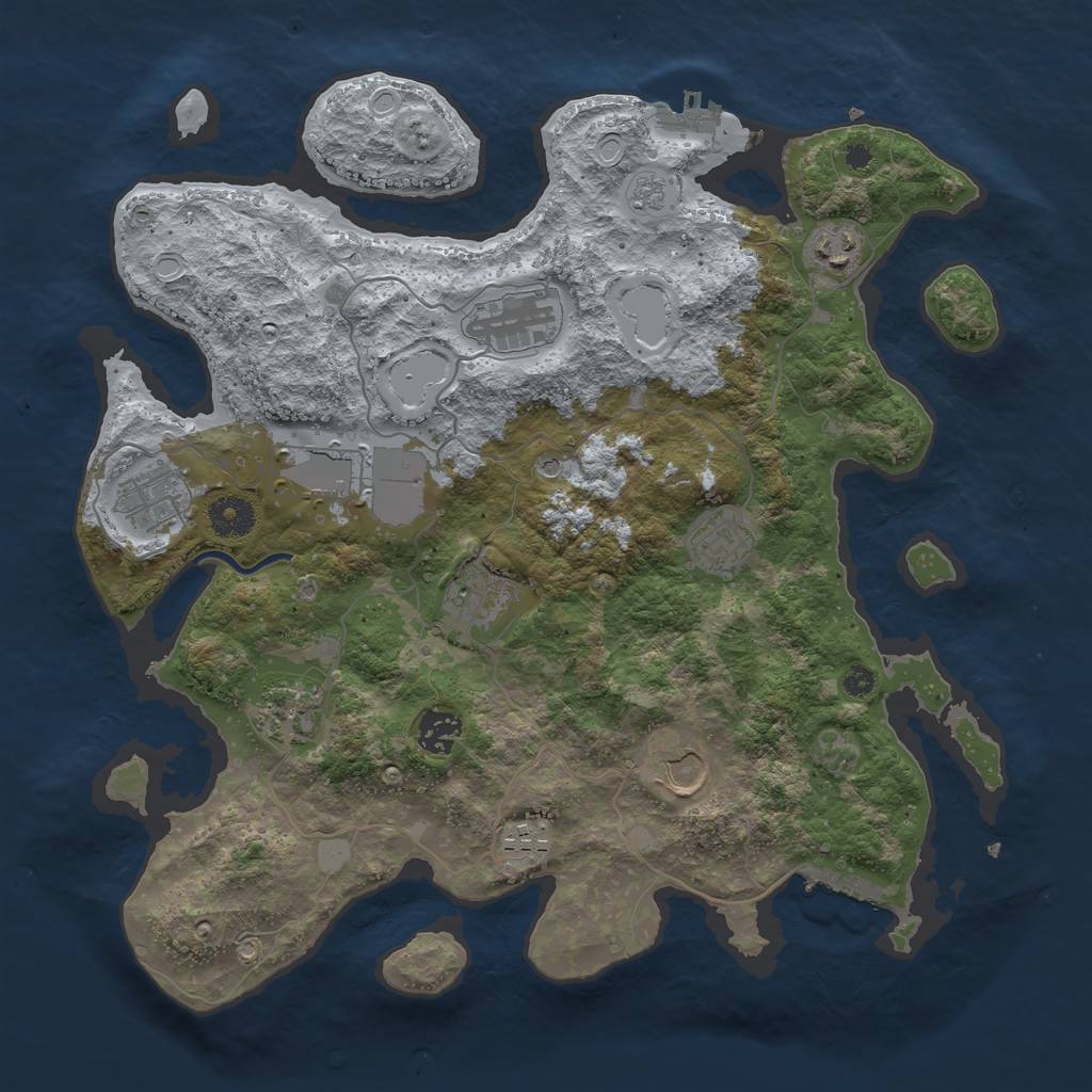 Rust Map: Procedural Map, Size: 3700, Seed: 1292003999, 19 Monuments