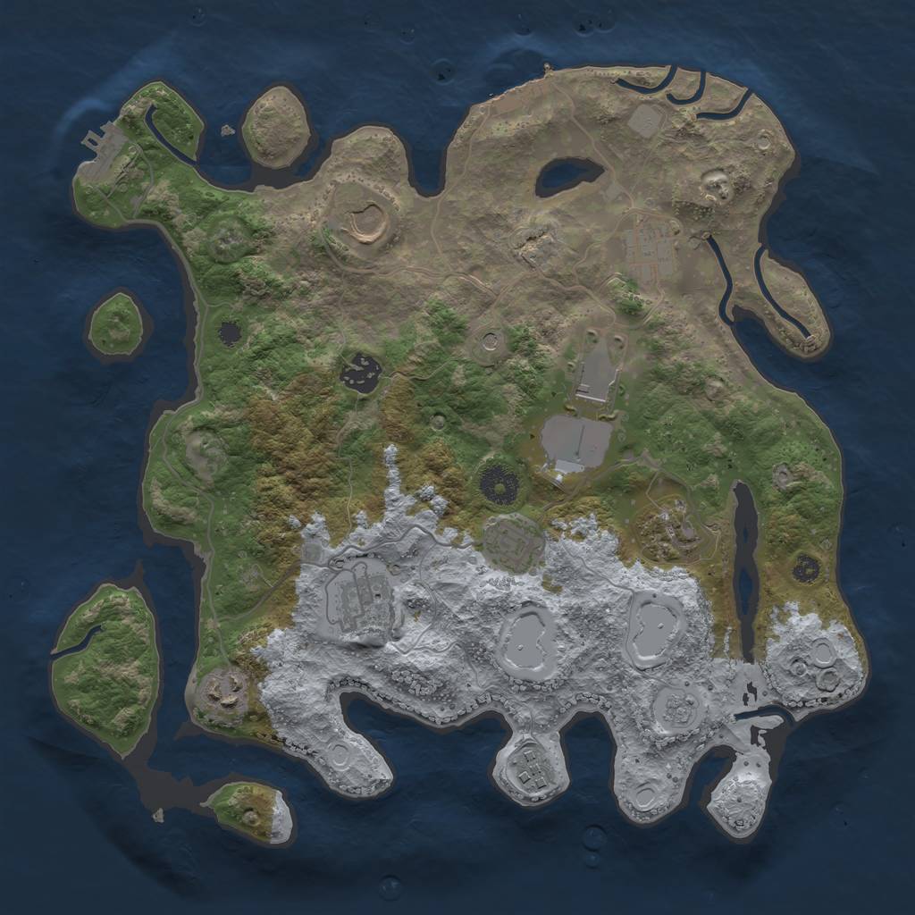 Rust Map: Procedural Map, Size: 3500, Seed: 1451967112, 18 Monuments