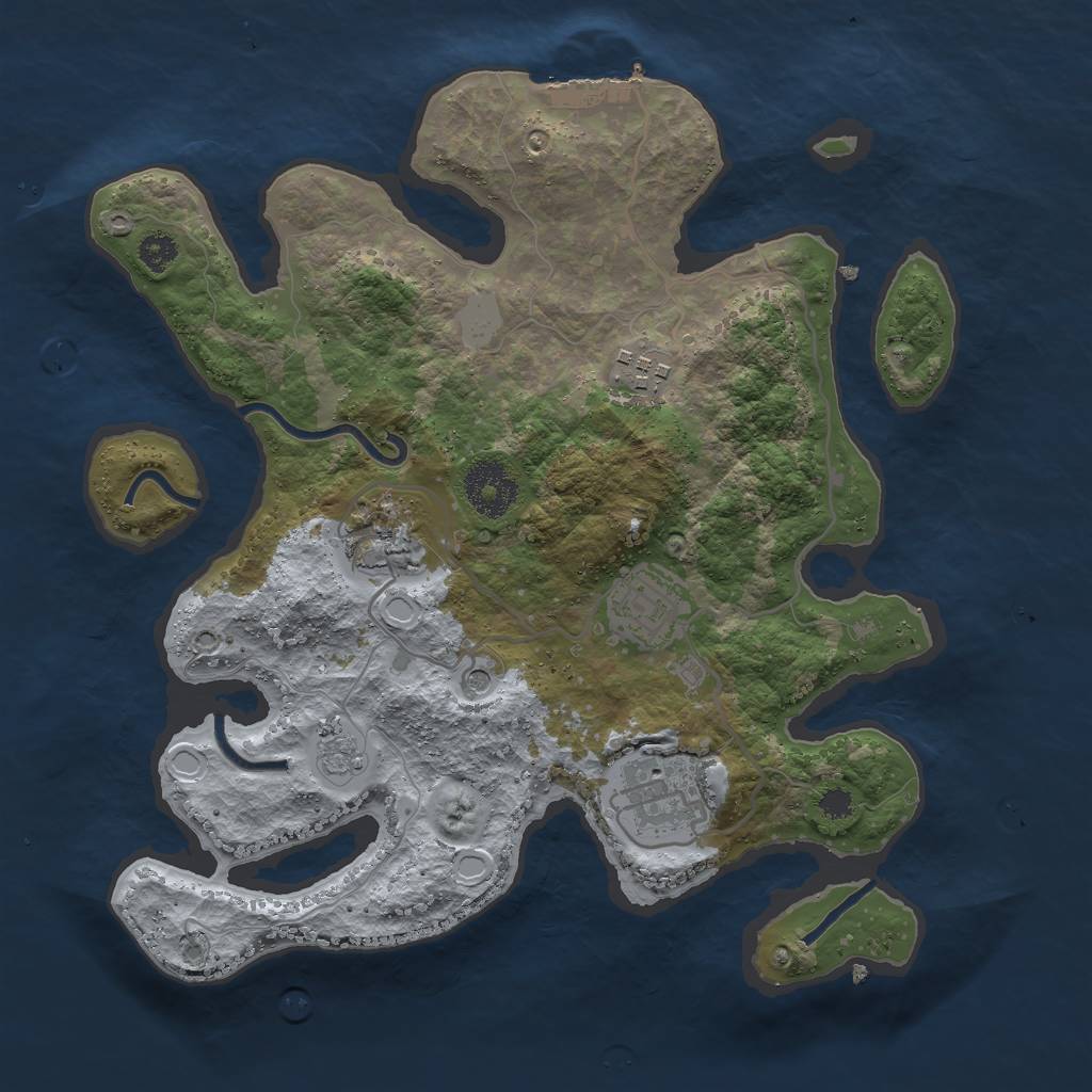 Rust Map: Procedural Map, Size: 3000, Seed: 850821764, 12 Monuments