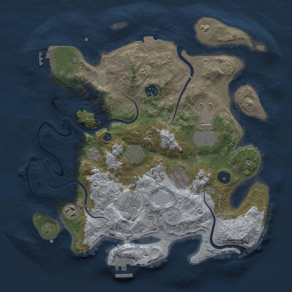 Rust Map: Procedural Map, Size: 3500, Seed: 176662794, 13 Monuments