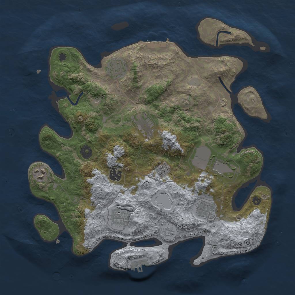 Rust Map: Procedural Map, Size: 3500, Seed: 176662794, 17 Monuments