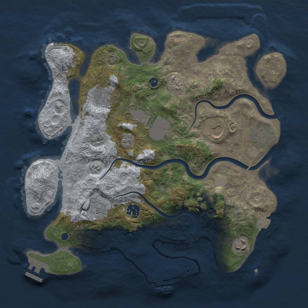 Rust Map: Procedural Map, Size: 3500, Seed: 1204681439, 14 Monuments