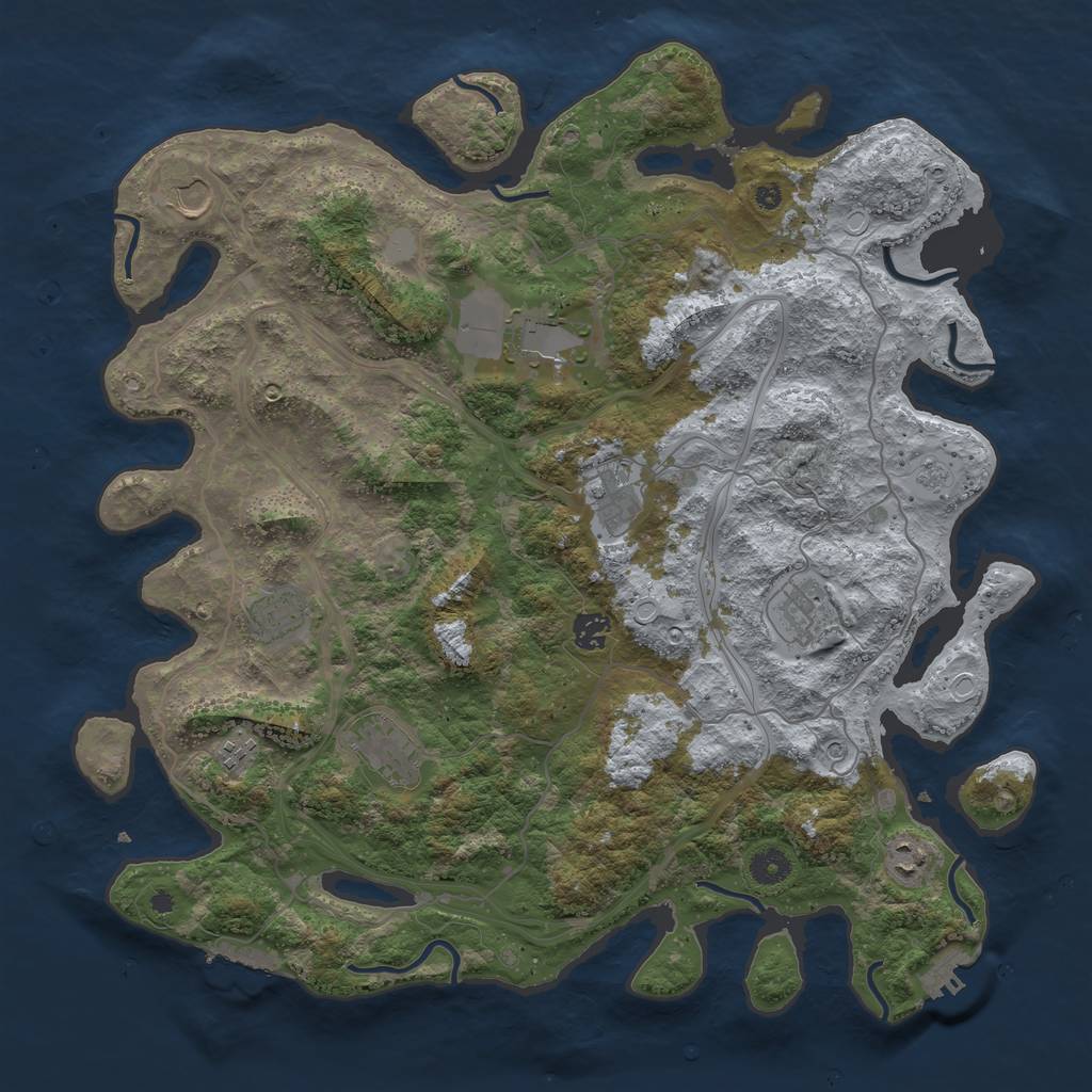 Rust Map: Procedural Map, Size: 4250, Seed: 1493603241, 18 Monuments