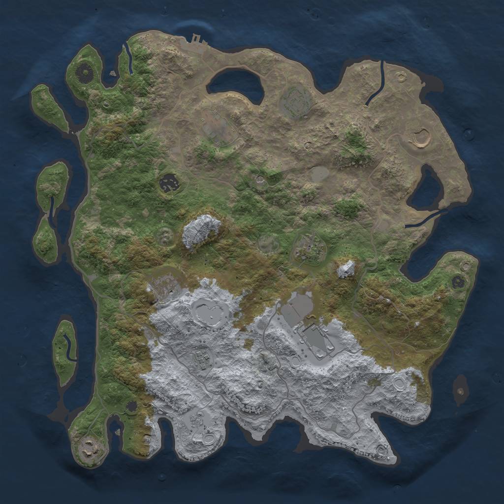 Rust Map: Procedural Map, Size: 4000, Seed: 7832, 17 Monuments