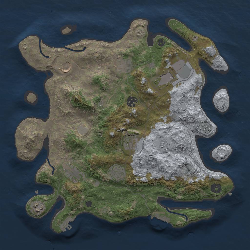 Rust Map: Procedural Map, Size: 3500, Seed: 124859485, 18 Monuments