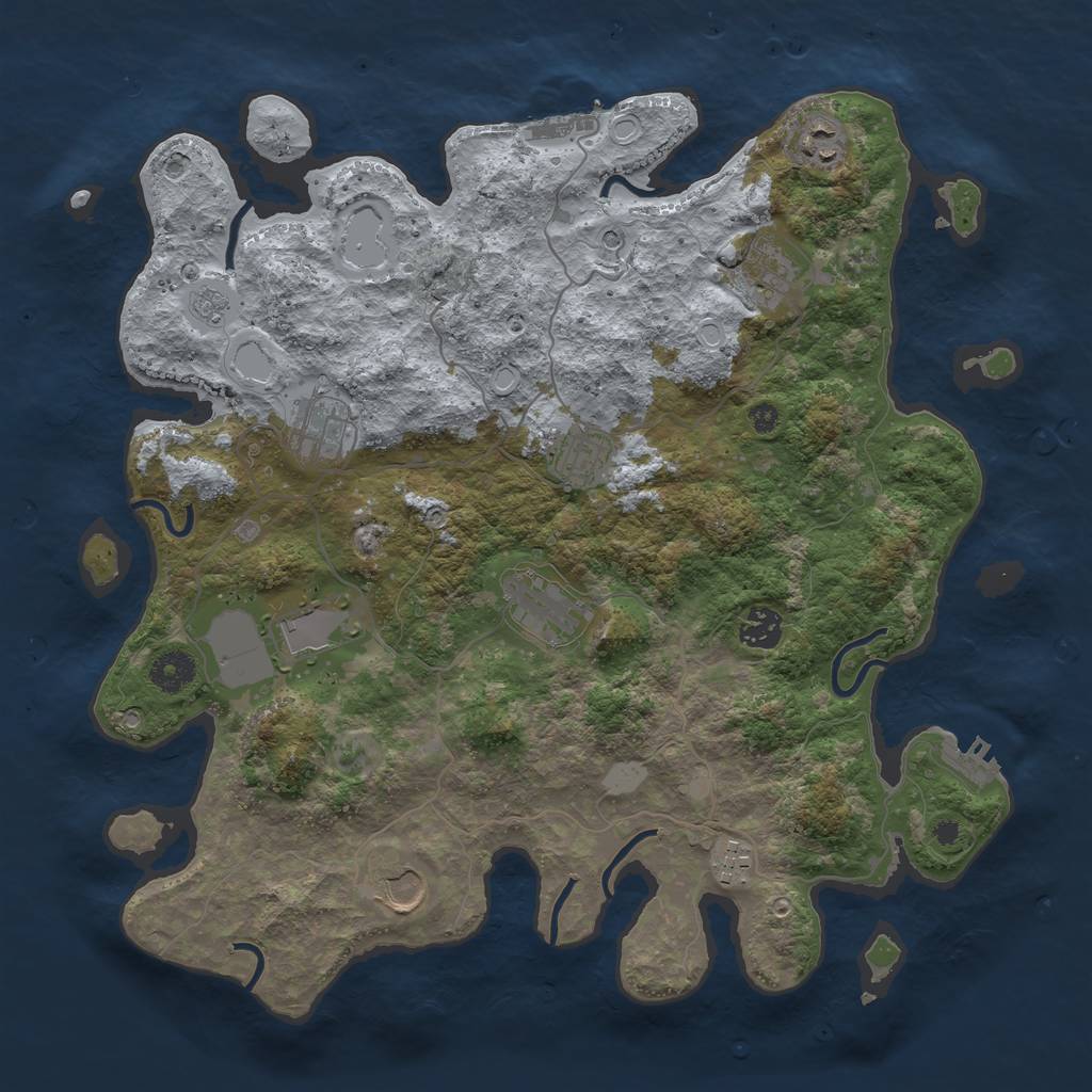 Rust Map: Procedural Map, Size: 3800, Seed: 738922600, 18 Monuments