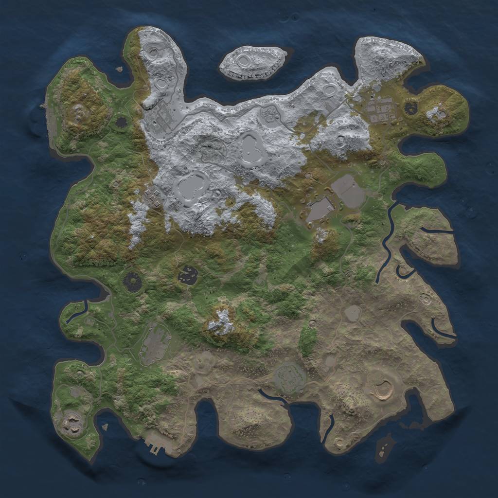 Rust Map: Procedural Map, Size: 3850, Seed: 79230251, 18 Monuments