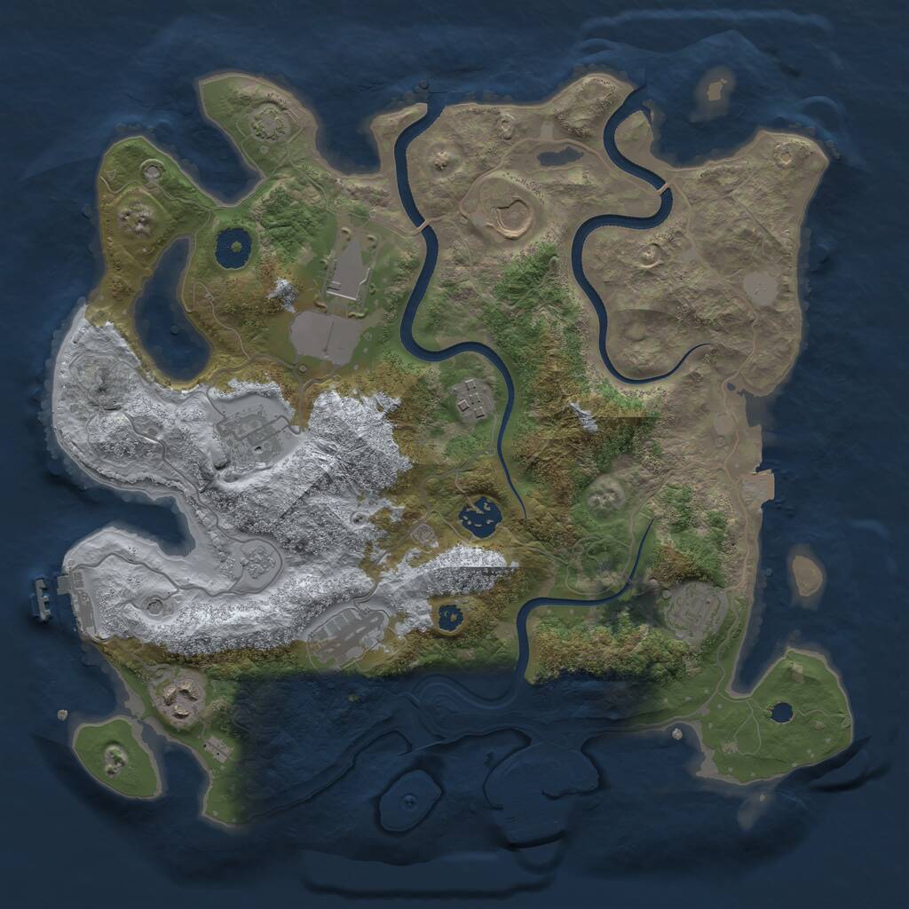 Rust Map: Procedural Map, Size: 3500, Seed: 166092272, 14 Monuments