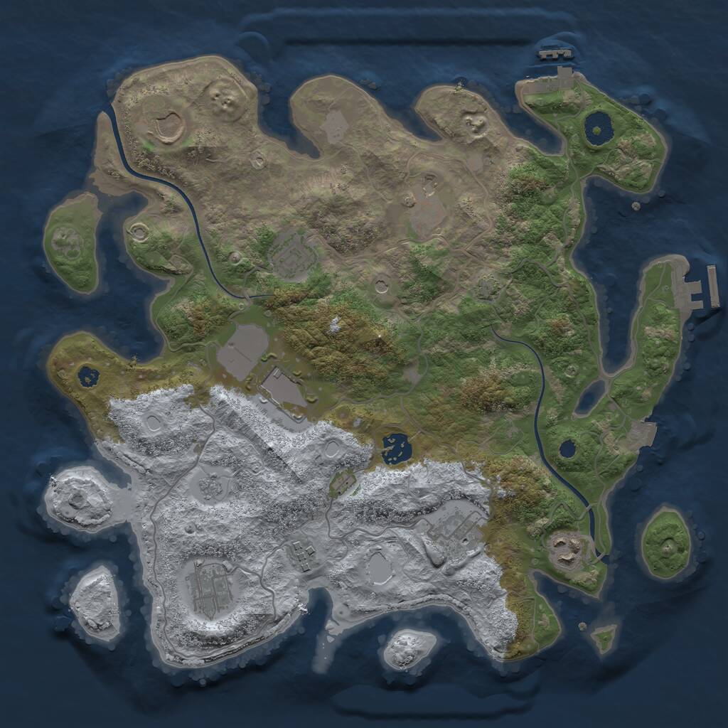 Rust Map: Procedural Map, Size: 3500, Seed: 1341987073, 15 Monuments