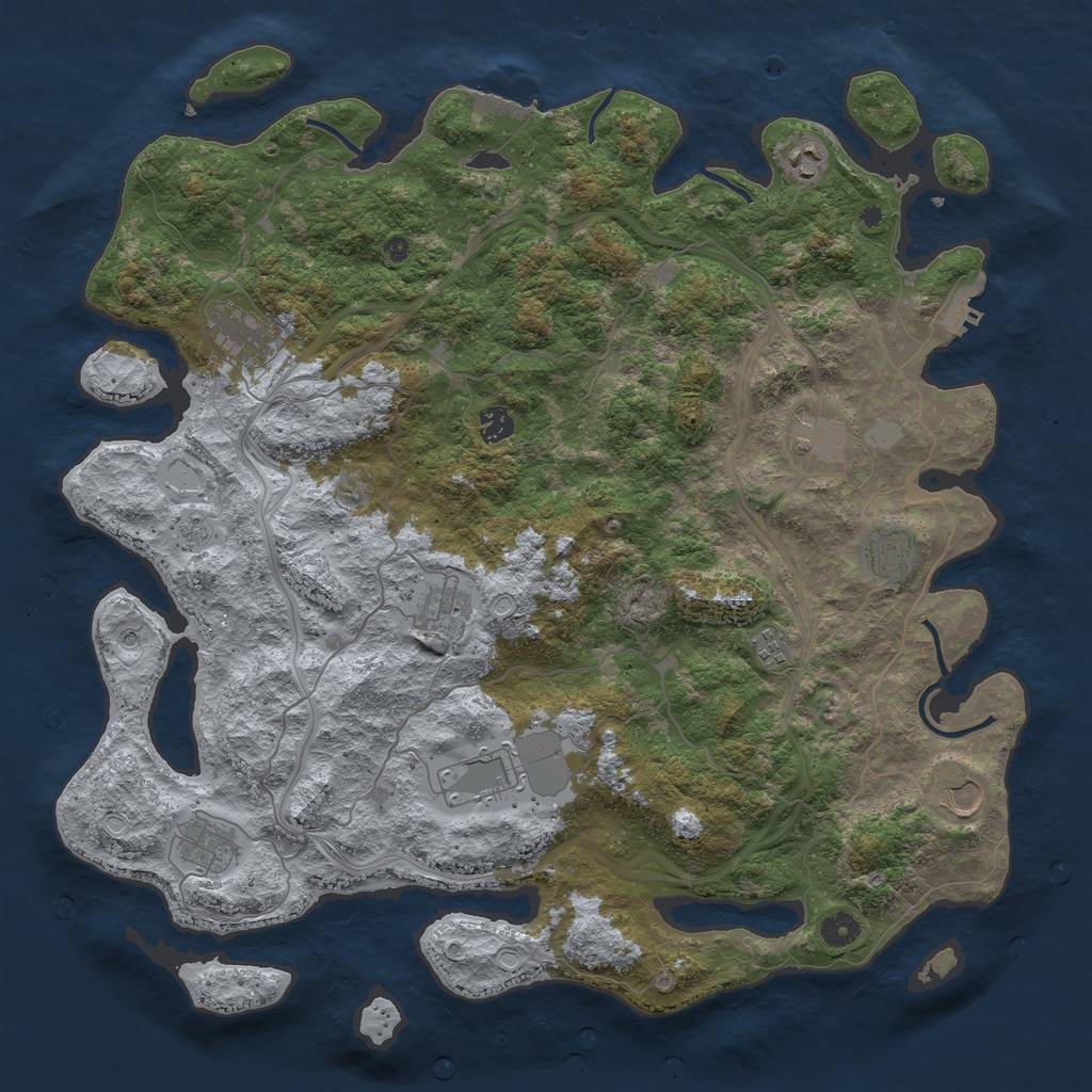 Rust Map: Procedural Map, Size: 4500, Seed: 1999215805, 19 Monuments