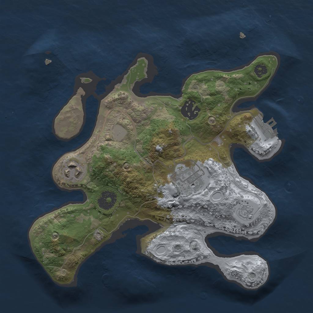 Rust Map: Procedural Map, Size: 2500, Seed: 843363285, 10 Monuments