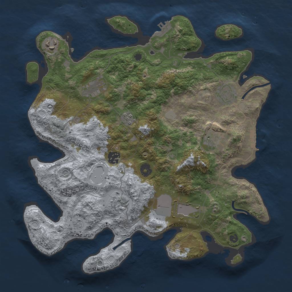 Rust Map: Procedural Map, Size: 3500, Seed: 2256112, 17 Monuments