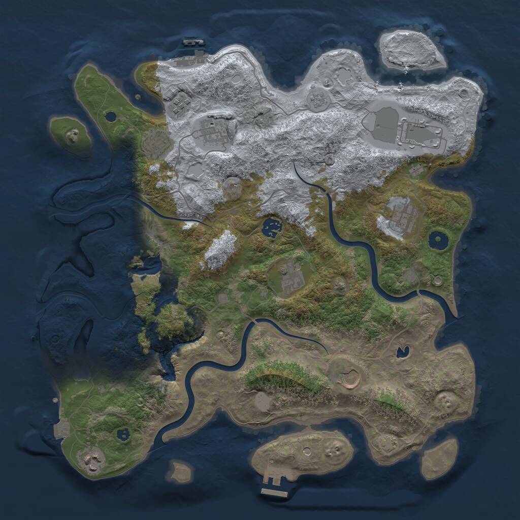 Rust Map: Procedural Map, Size: 4000, Seed: 2112792407, 15 Monuments