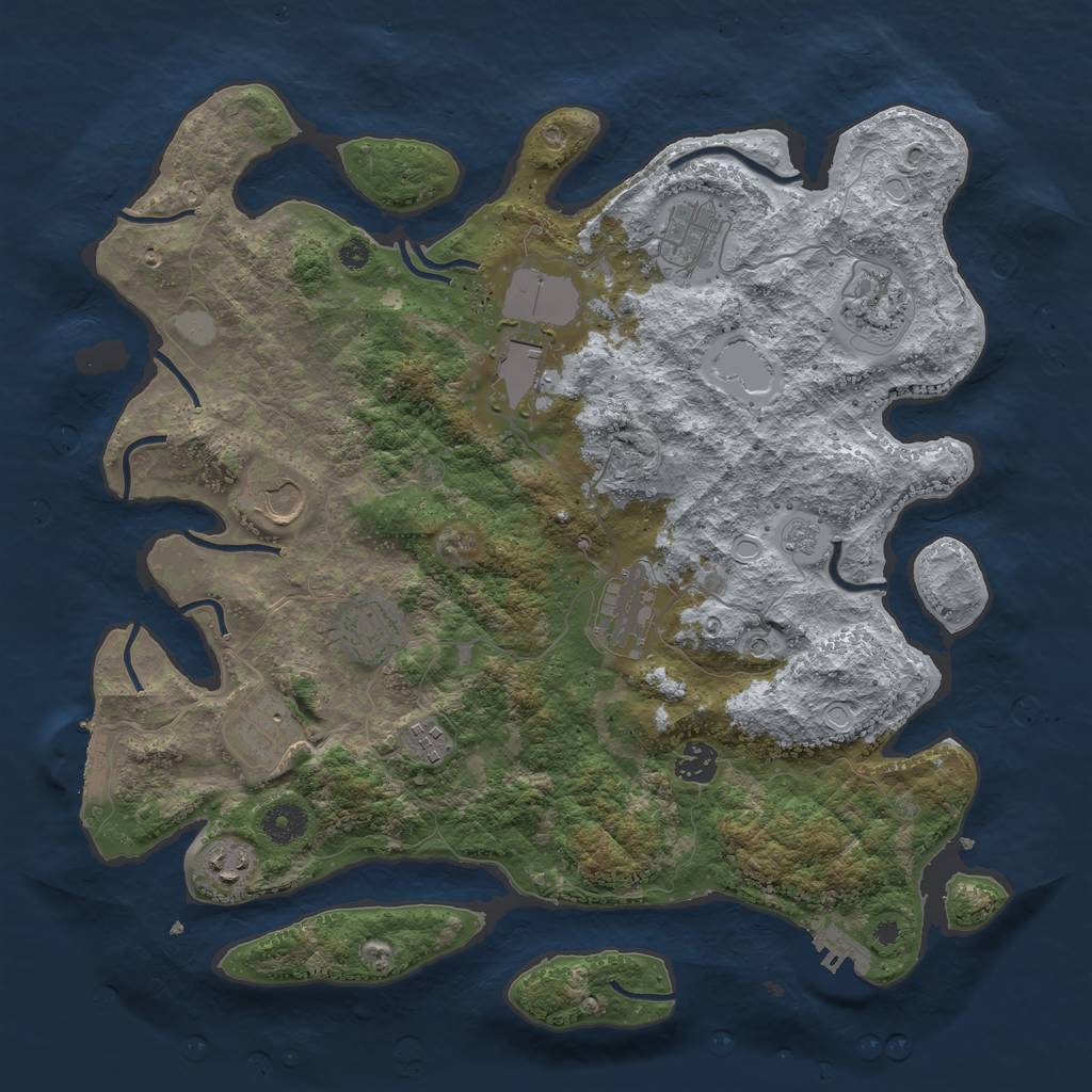 Rust Map: Procedural Map, Size: 3850, Seed: 886061004, 19 Monuments