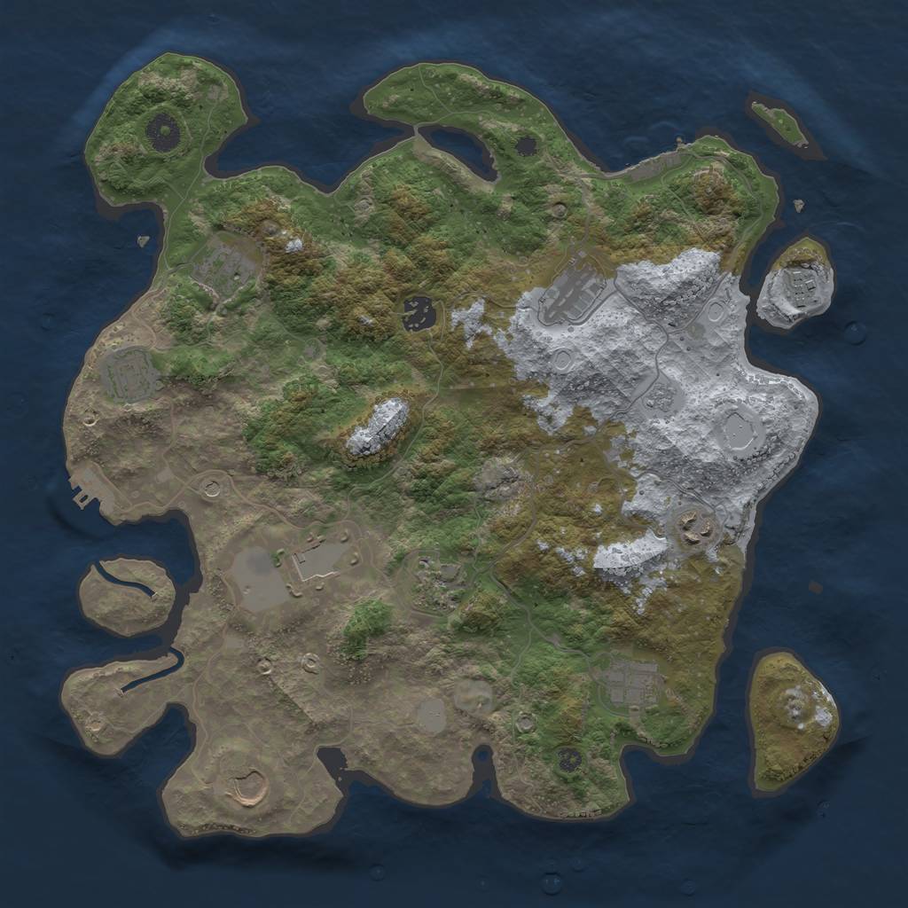 Rust Map: Procedural Map, Size: 3800, Seed: 36522461, 19 Monuments