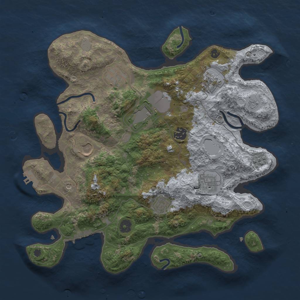 Rust Map: Procedural Map, Size: 3500, Seed: 1341249728, 17 Monuments
