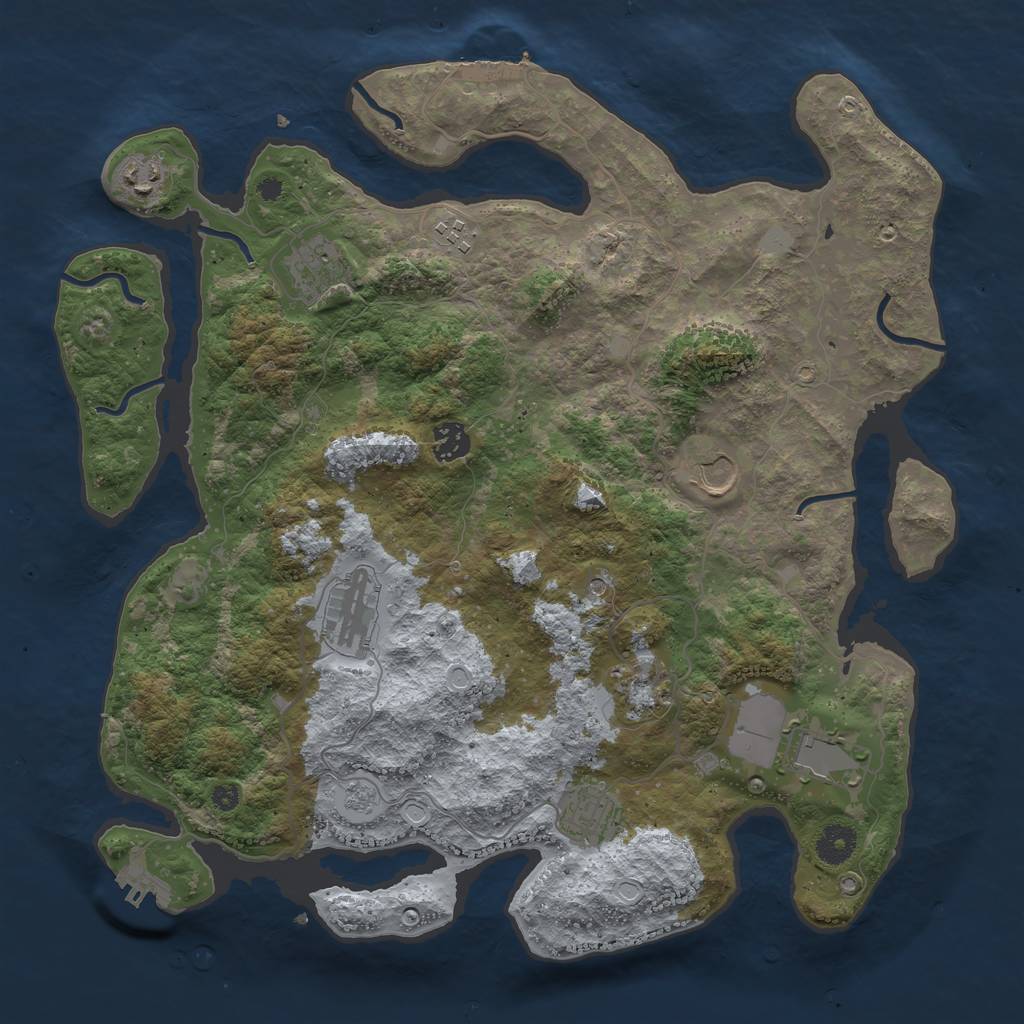 Rust Map: Procedural Map, Size: 3850, Seed: 40558941, 18 Monuments