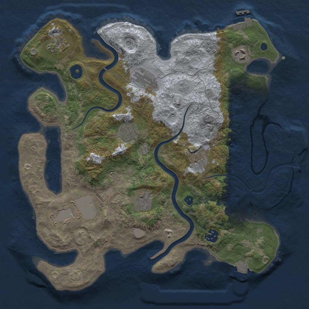 Rust Map: Procedural Map, Size: 3500, Seed: 1998855154, 15 Monuments