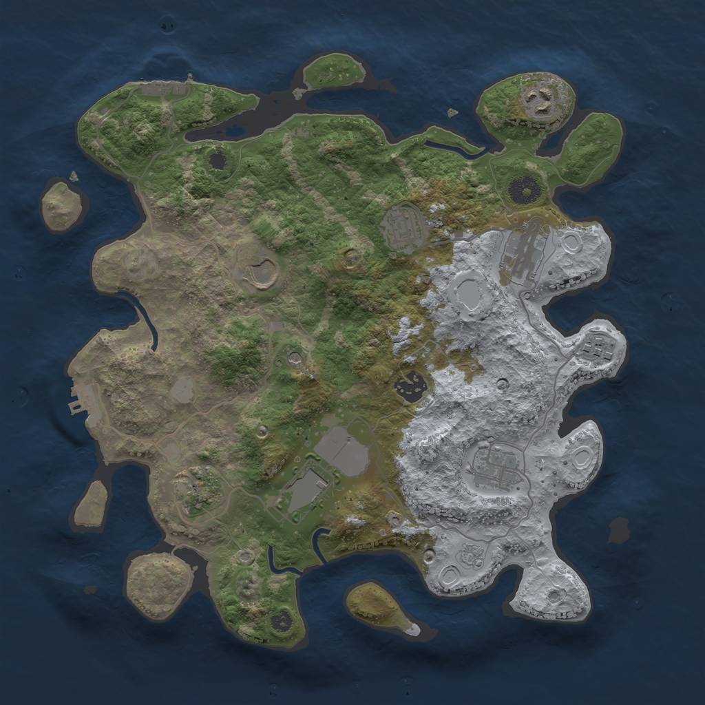 Rust Map: Procedural Map, Size: 3502, Seed: 242064337, 18 Monuments