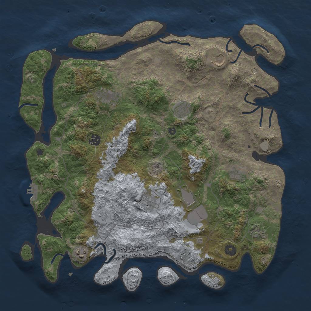 Rust Map: Procedural Map, Size: 4000, Seed: 90907255, 18 Monuments