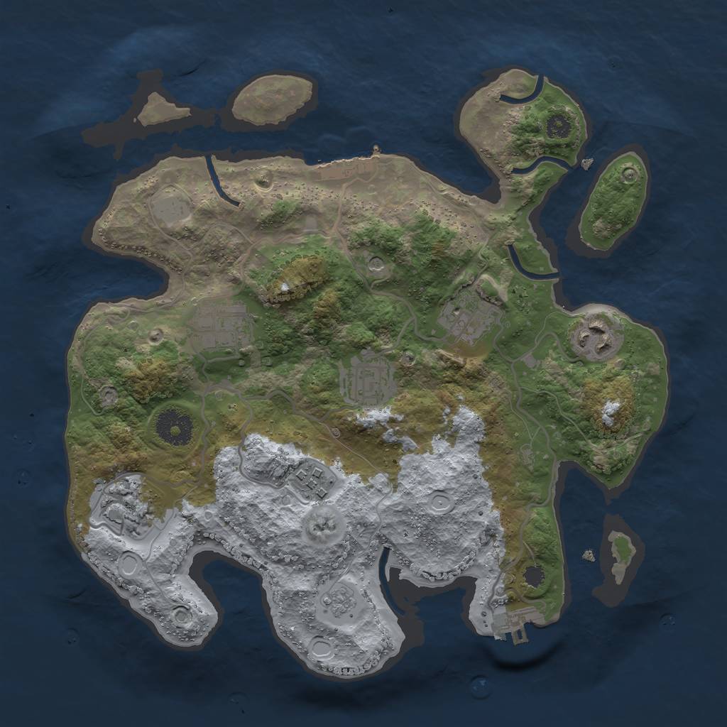 Rust Map: Procedural Map, Size: 3000, Seed: 518331, 15 Monuments