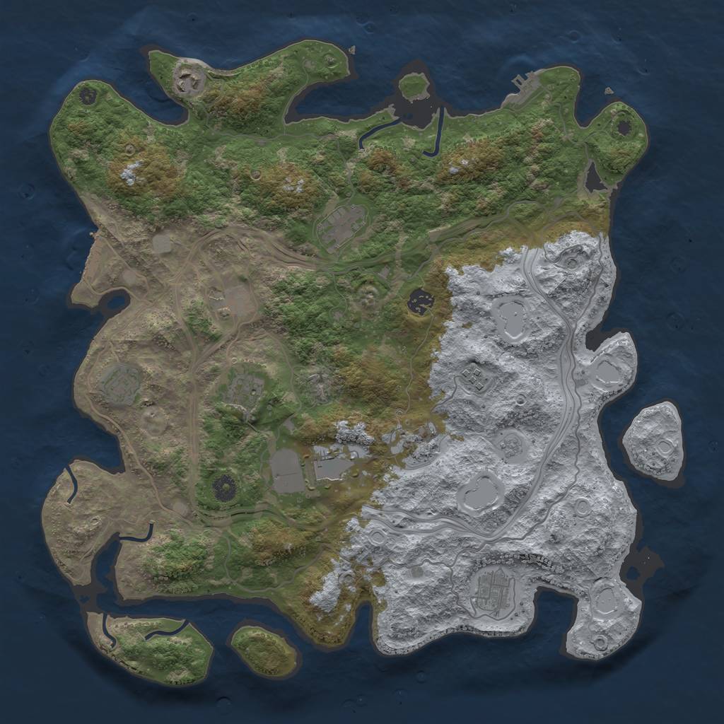 Rust Map: Procedural Map, Size: 4300, Seed: 1330201183, 19 Monuments