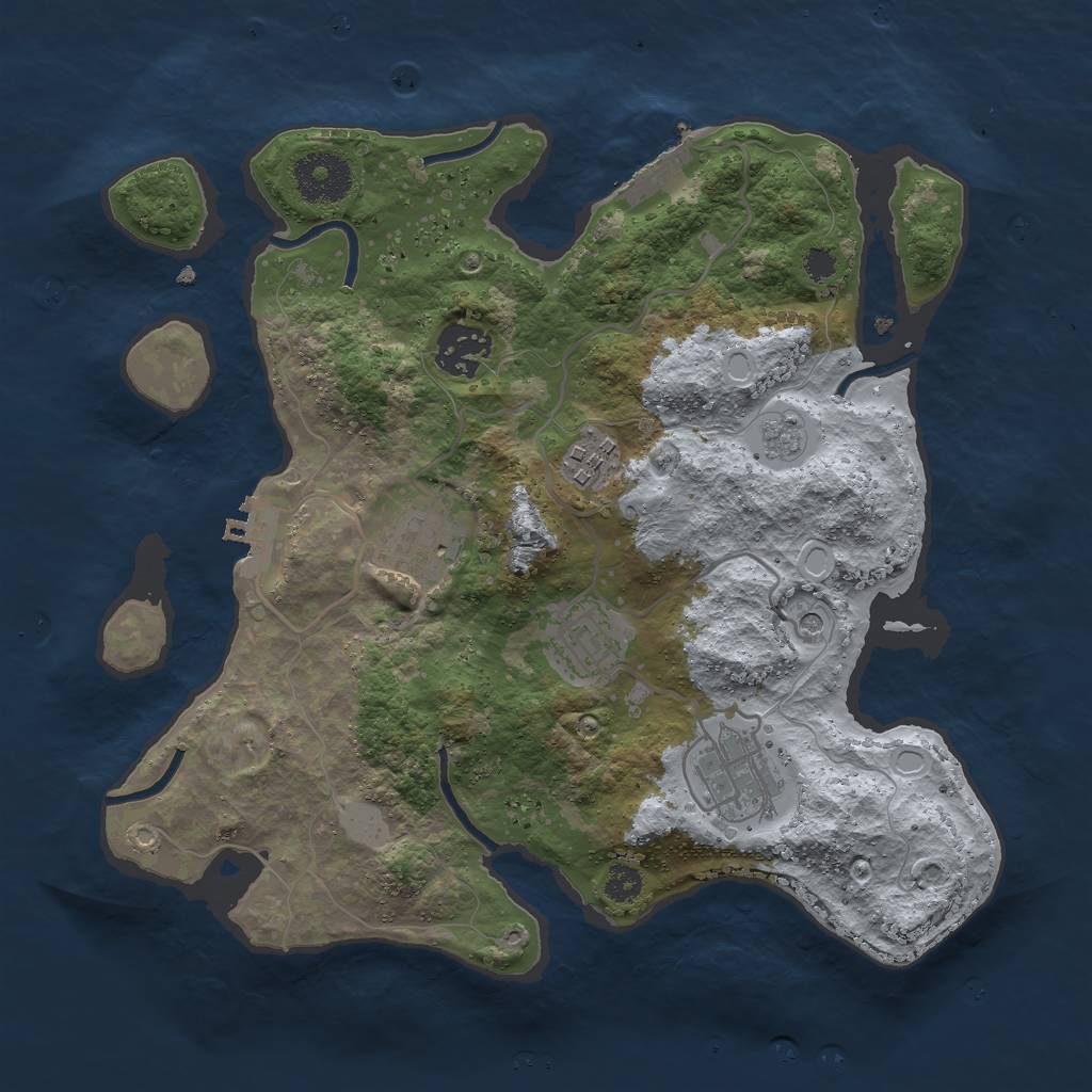 Rust Map: Procedural Map, Size: 3000, Seed: 23741, 14 Monuments