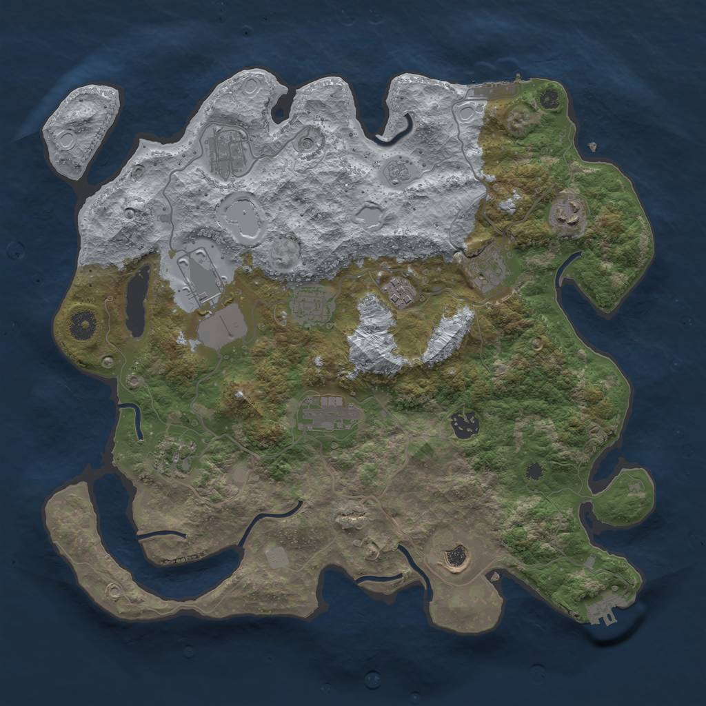 Rust Map: Procedural Map, Size: 3750, Seed: 45, 19 Monuments