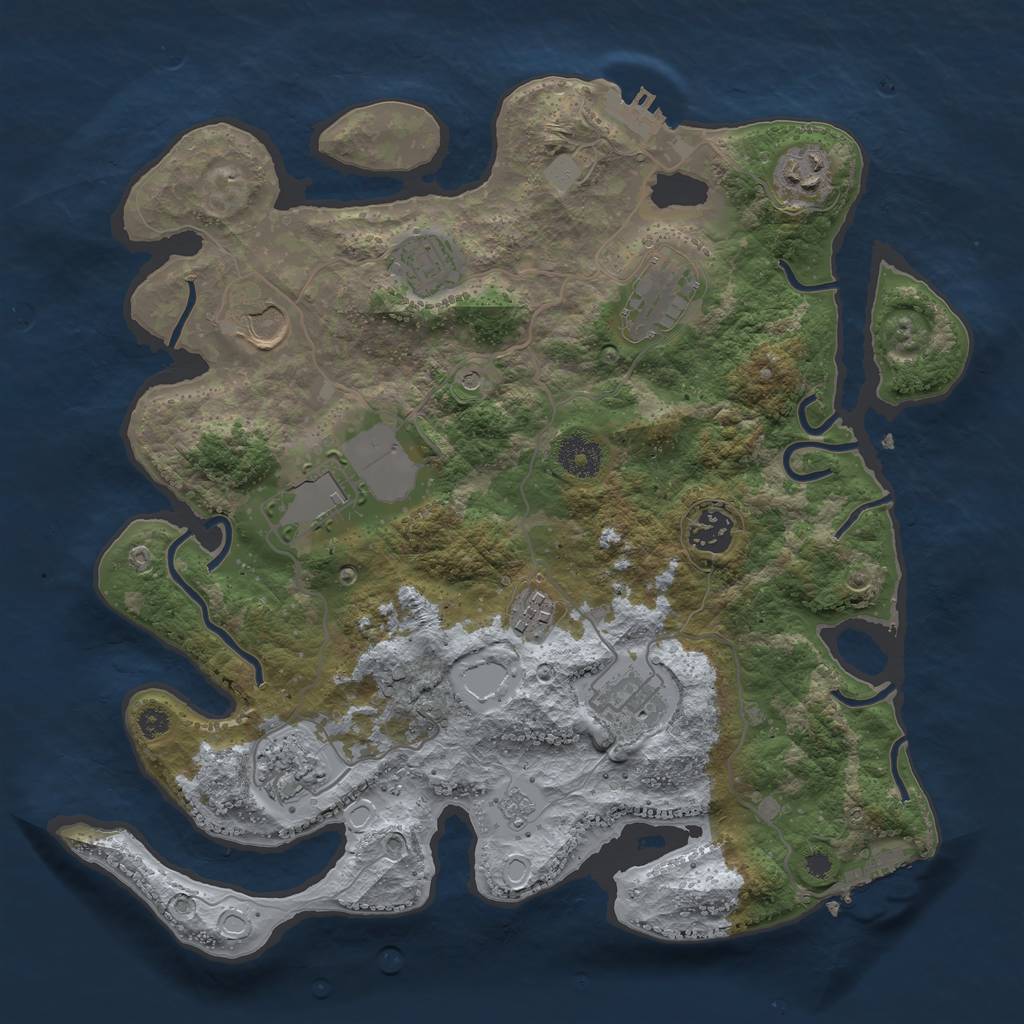 Rust Map: Procedural Map, Size: 3500, Seed: 993459, 18 Monuments