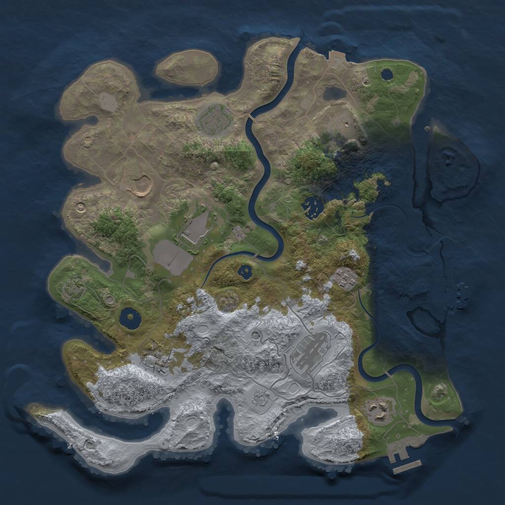Rust Map: Procedural Map, Size: 3500, Seed: 993459, 15 Monuments