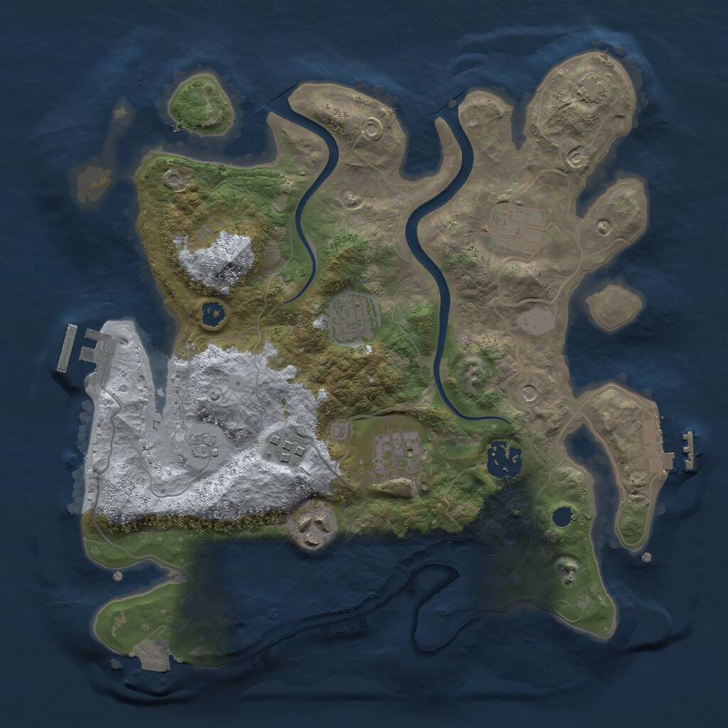 Rust Map: Procedural Map, Size: 3000, Seed: 75869, 12 Monuments