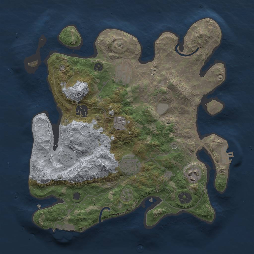 Rust Map: Procedural Map, Size: 3000, Seed: 75869, 14 Monuments