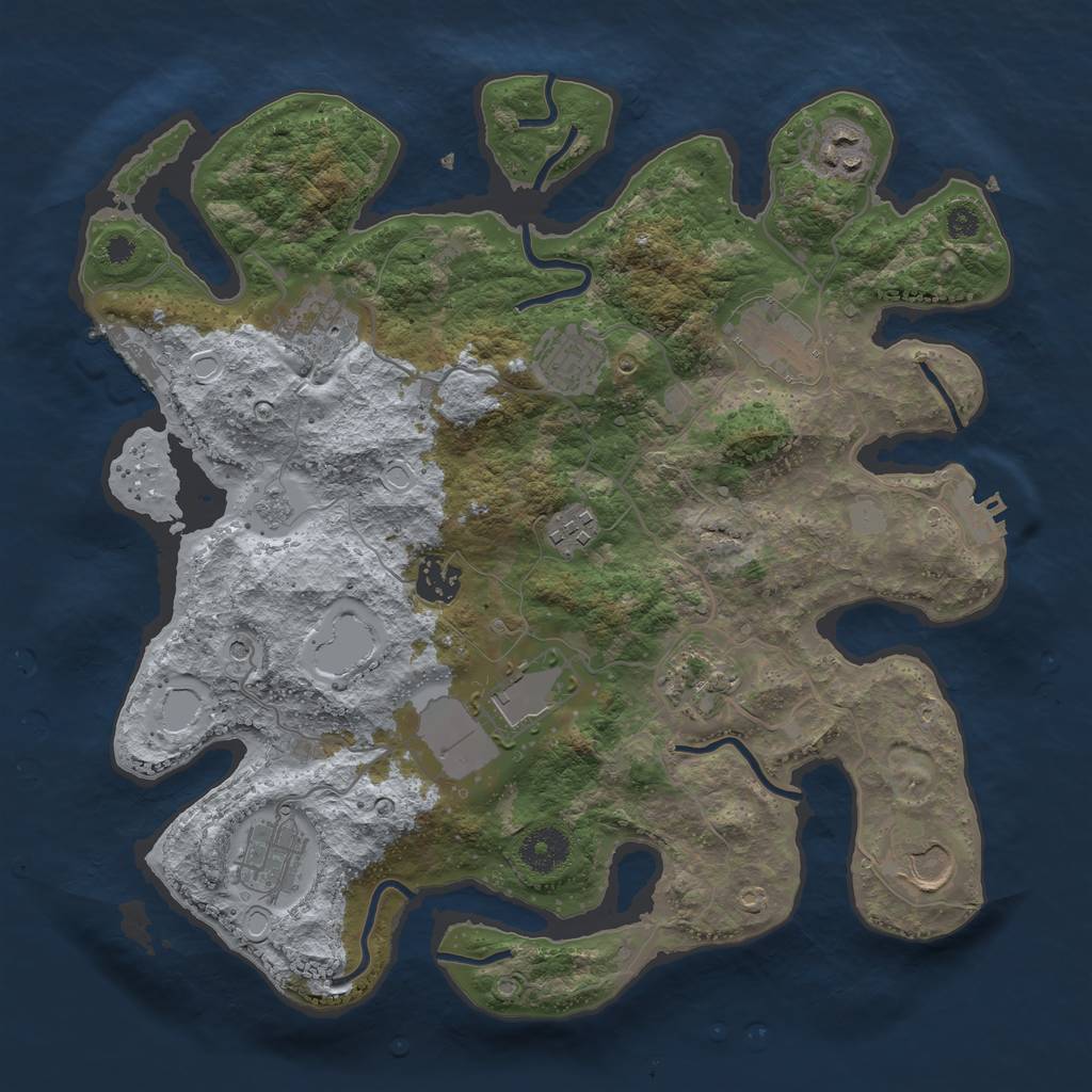 Rust Map: Procedural Map, Size: 3500, Seed: 1677455924, 19 Monuments