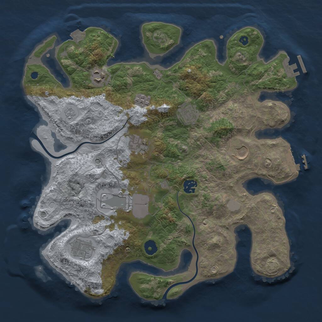 Rust Map: Procedural Map, Size: 3500, Seed: 1677455924, 14 Monuments