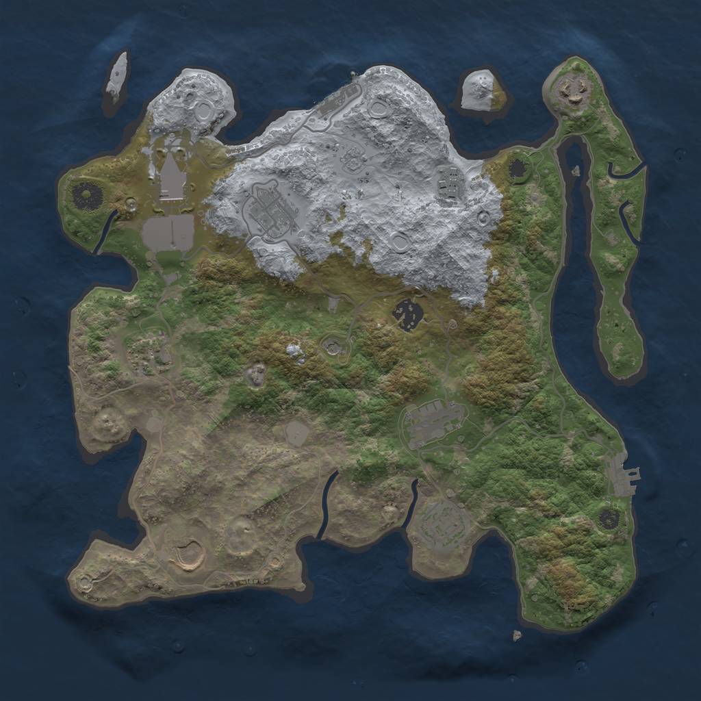 Rust Map: Procedural Map, Size: 3500, Seed: 1599354994, 18 Monuments